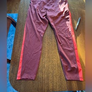 Athleta size large leggings. 22 in inseam. Burgandy and orange.